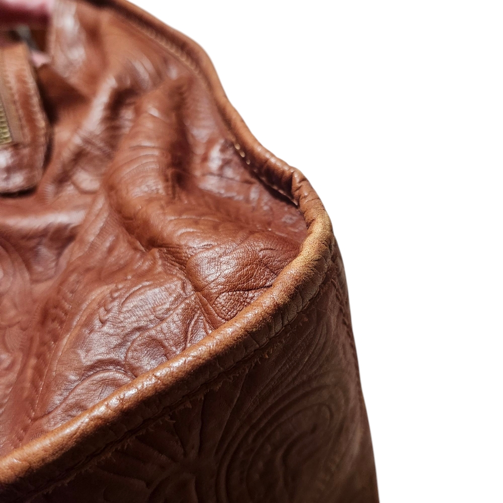 Elegant Brown Embossed Leather Tote - Picture 14 of 16